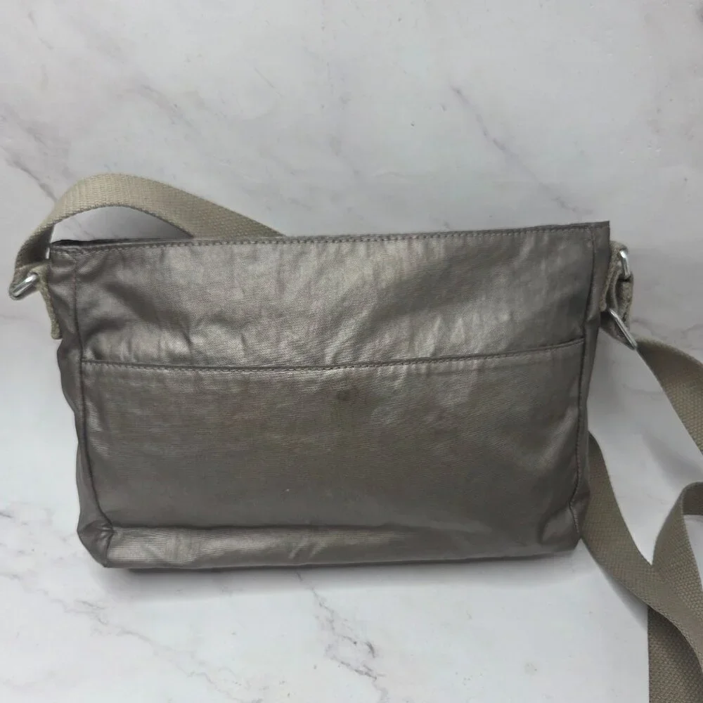 Kipling Angie Metallic Crossbody Bag Shimmer Gray Purse